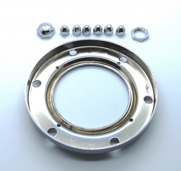 Genuine Lucas Chrome Altette Horn Replacement Bezel / Rim & Domed Nuts HF1234A